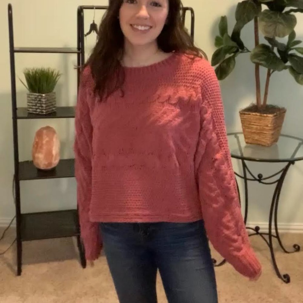 Marsala Cropped Pullover Sweater - Picture 3 of 3